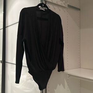 Zara Black Bodysuit with Lace Trim Size S